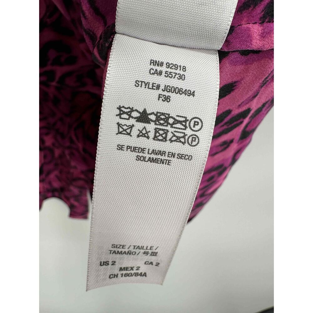 Juicy Couture Pink Animal Print Short Sleeve Silk Blouse Women Size 2 - Picture 6 of 8